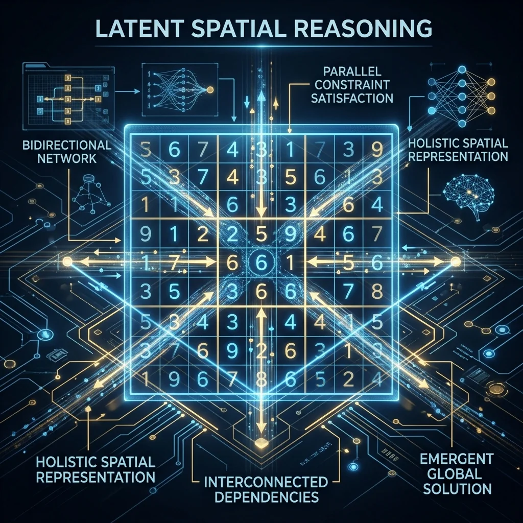 Bidirectional Latent Spatial Reasoning on Sudoku Grid