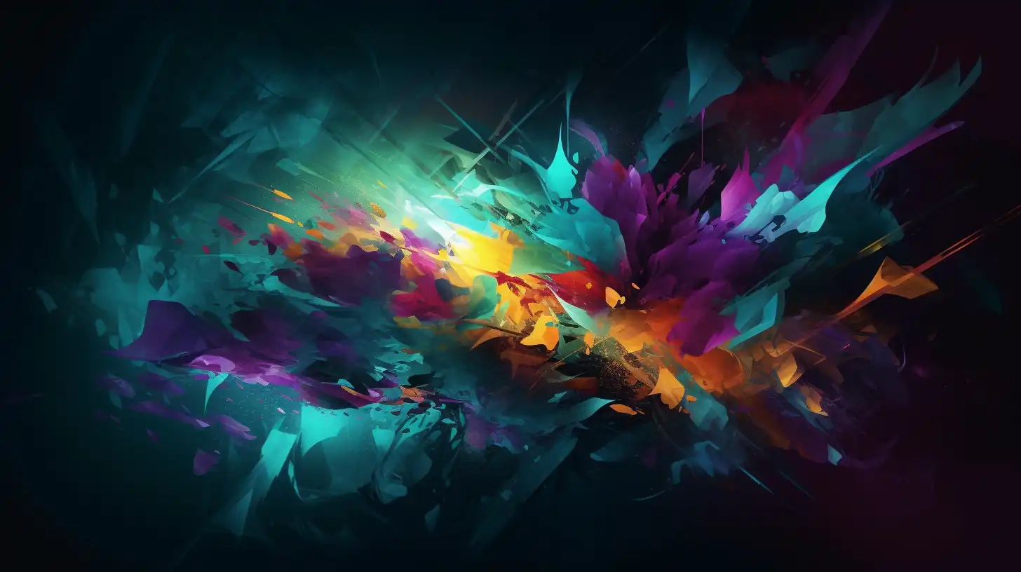 Modern digital painting with vibrant gradients and geometric elements