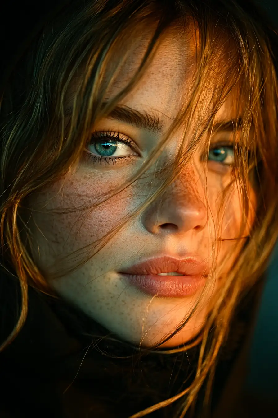 Cinematic portrait with moody atmospheric lighting and rich color grading