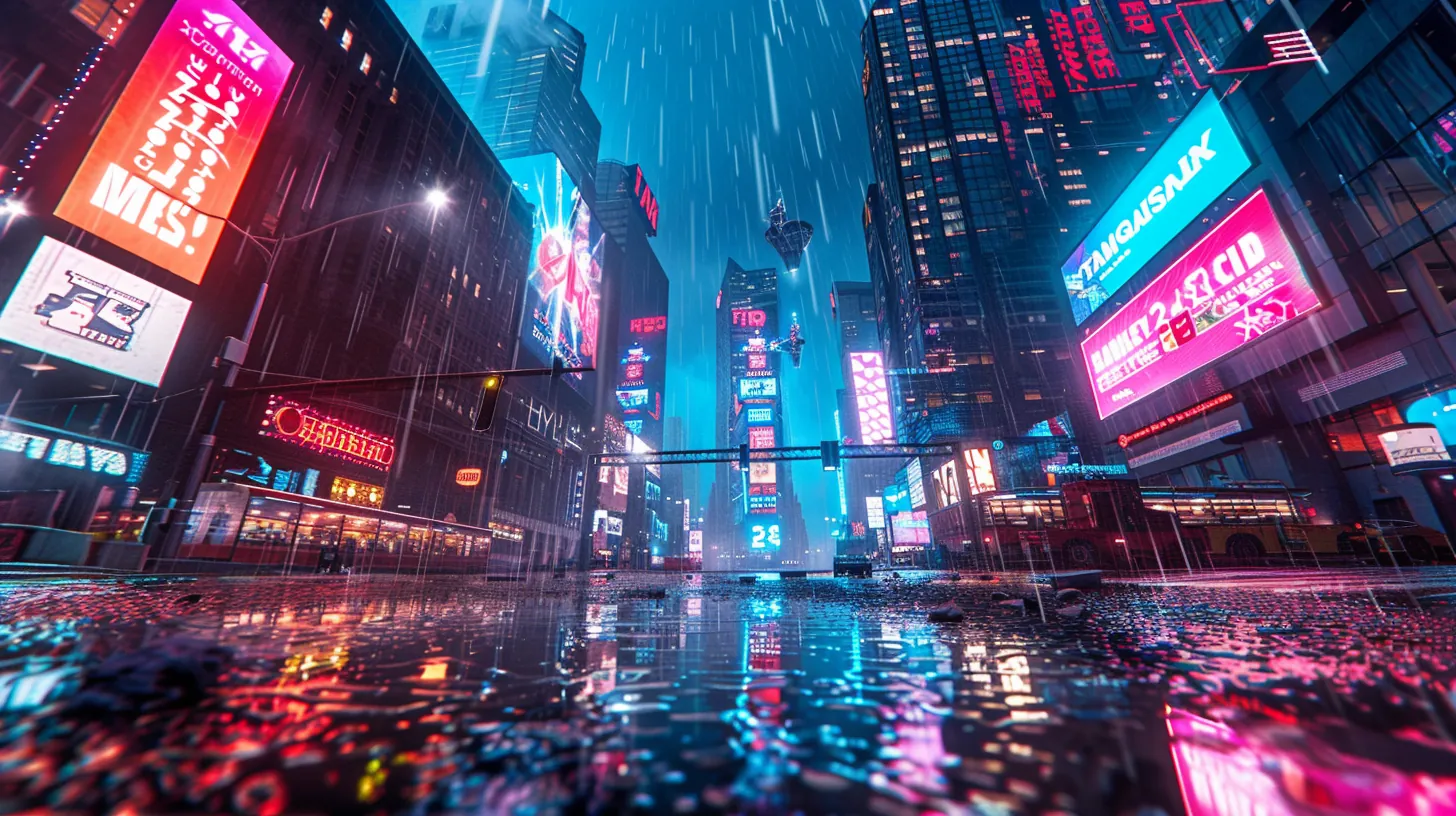 Cyberpunk cityscape with vertical architecture and atmospheric neon glow