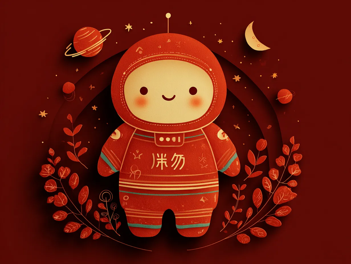 Cheerful astronaut in flat 2D illustration style