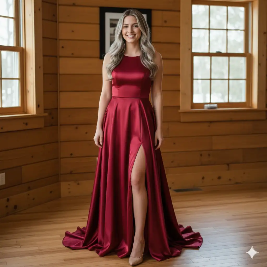 Transformed to luxury evening gown