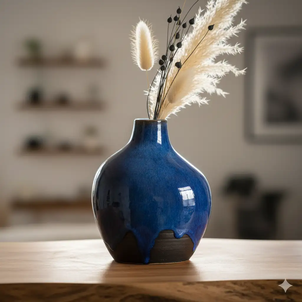 Handmade ceramic vase with organic form