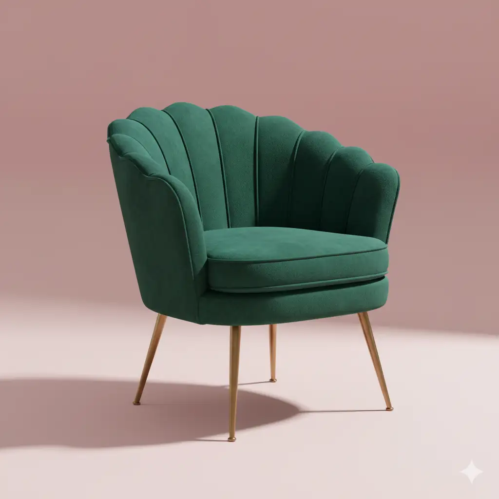 Luxury Art Deco accent chair with deep emerald green velvet upholstery