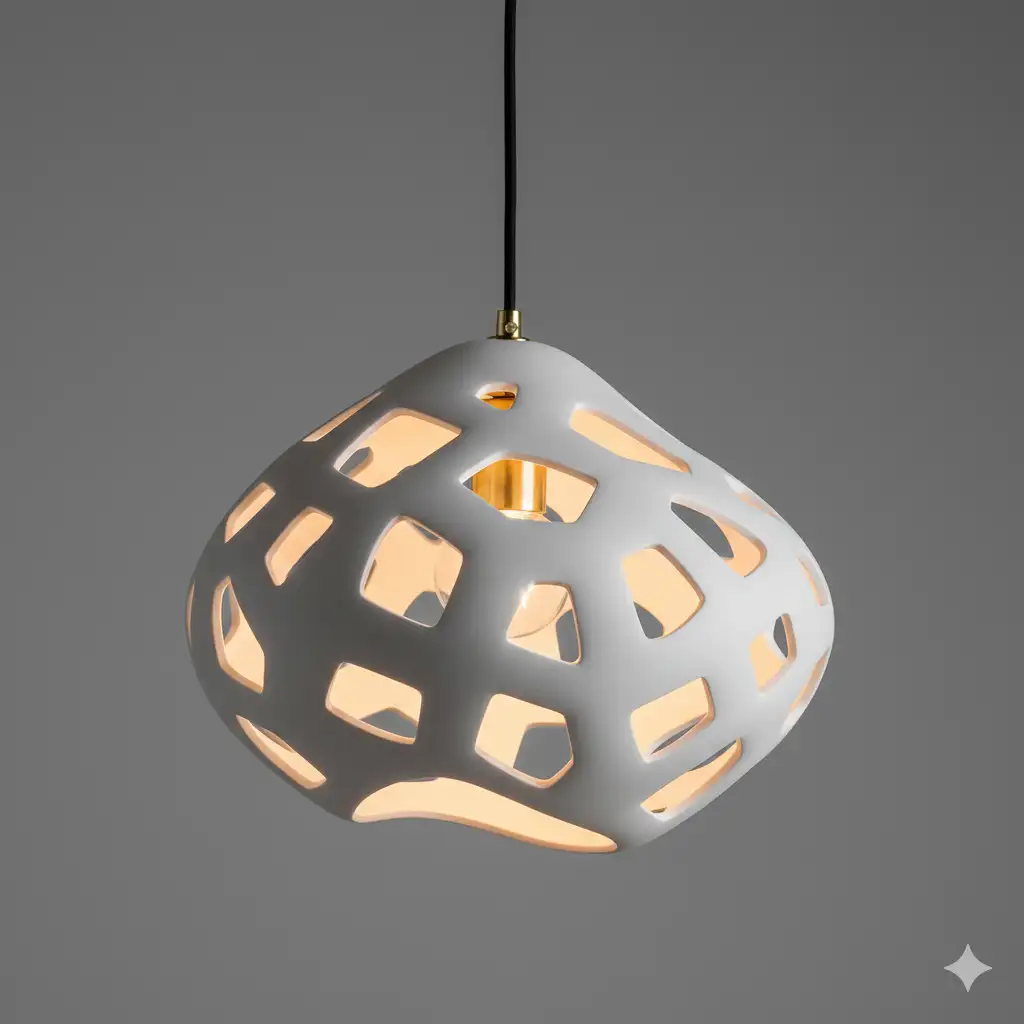 Sculptural pendant light fixture with organic blob-like form