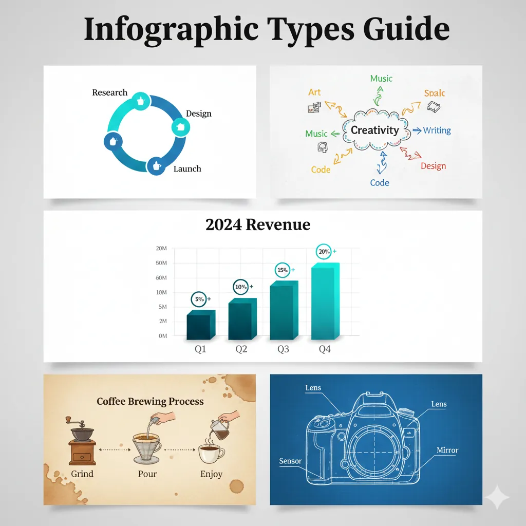 Infographics and diagrams hero image showing various diagram types